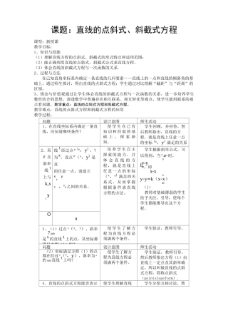 直线的点斜式、斜截式方程教案4新必修2
