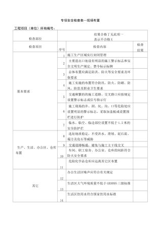 专项安全检查表