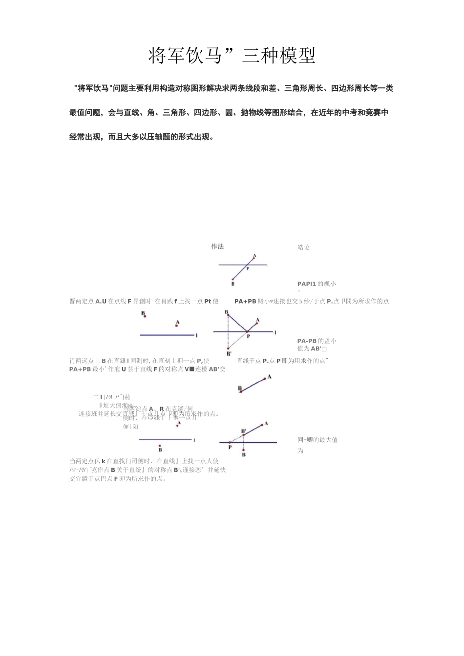 初中数学58种模型之12、“将军饮马”三种模型详解_第1页