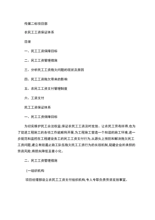 农民工工资保障体系 (工资发放)概要
