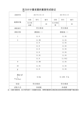 稳定性 重复性