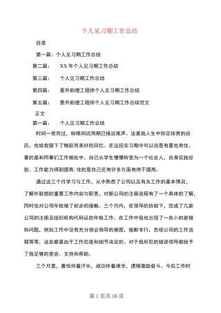 个人见习期工作总结