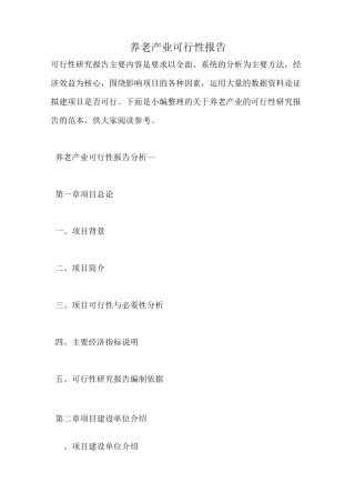 养老产业可行性报告