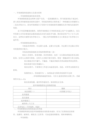 环氧树脂性能及工艺特性