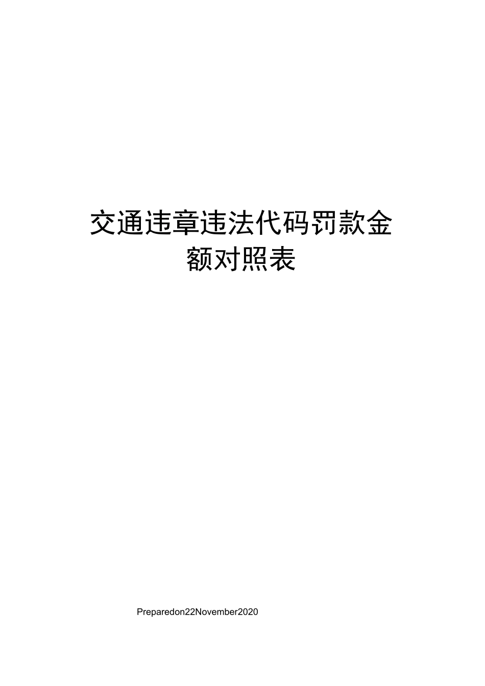 交通违章违法代码罚款金额对照表_第1页