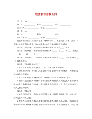 联营股本借款合同 