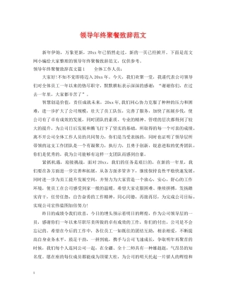 领导年终聚餐致辞范文 