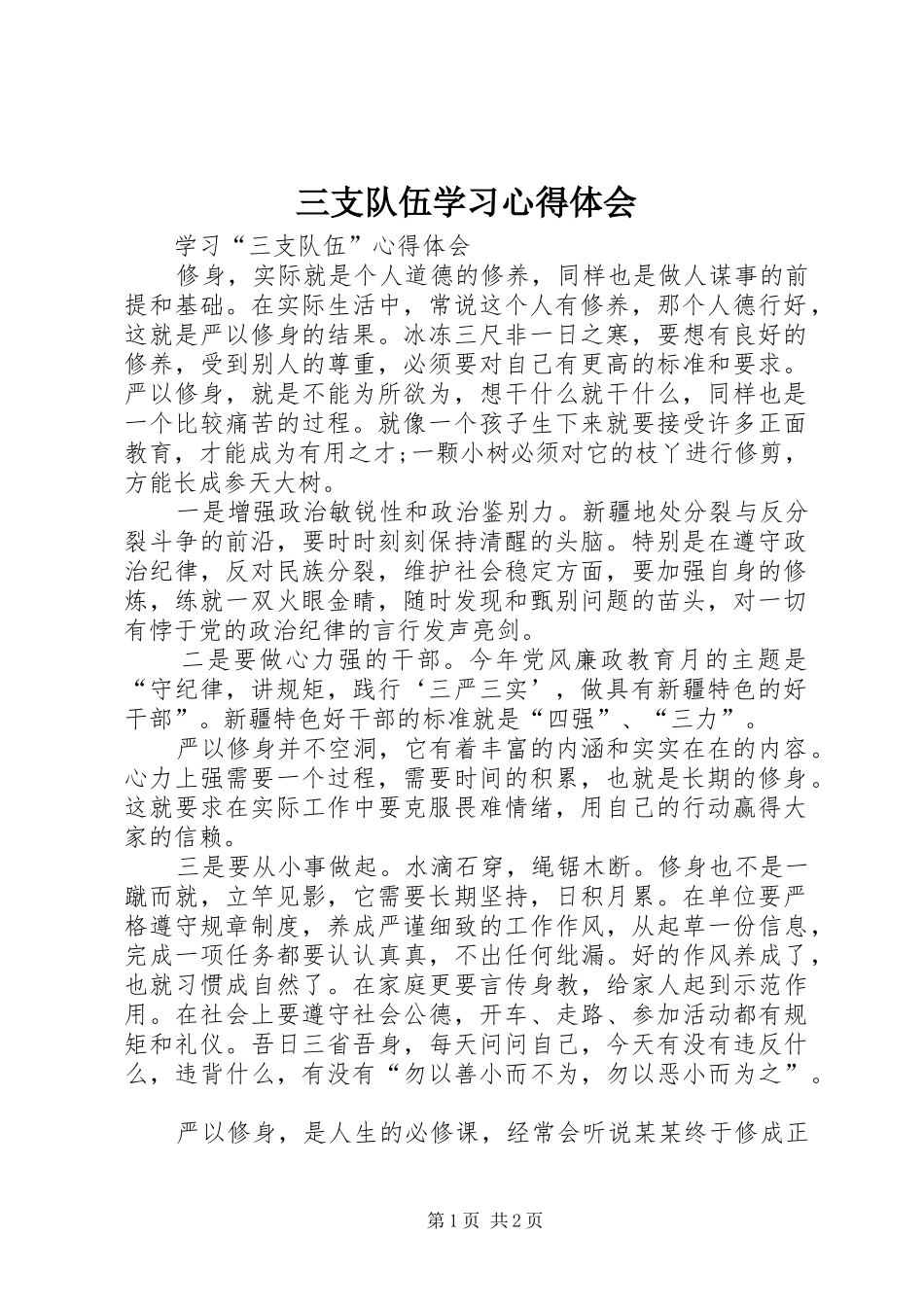 三支队伍学习体会心得_第1页