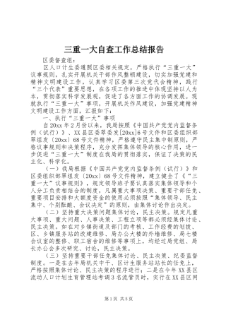 三重一大自查工作总结报告 