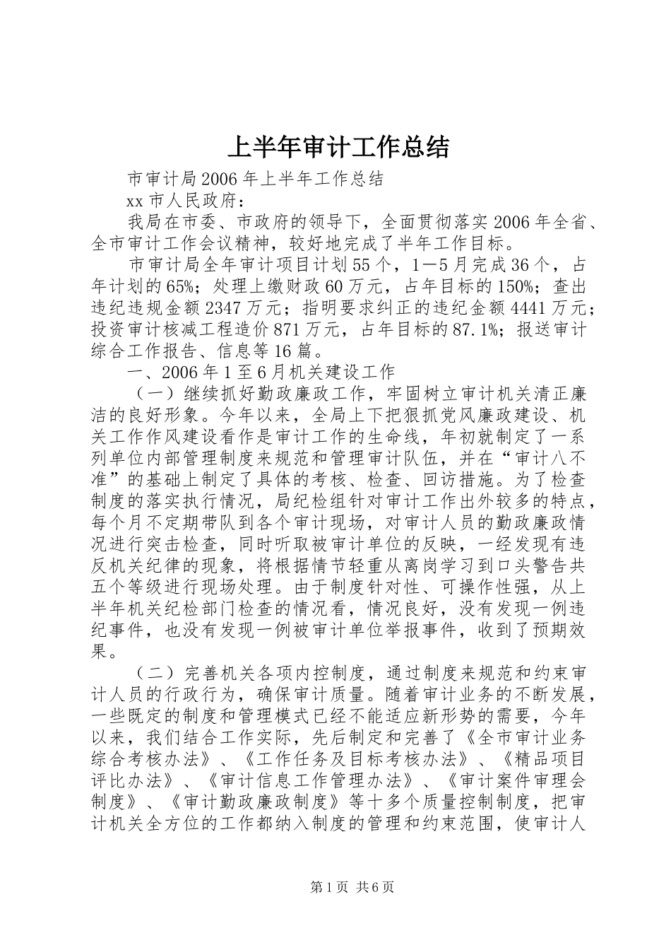上半年审计工作总结 _第1页