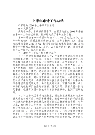 上半年审计工作总结 