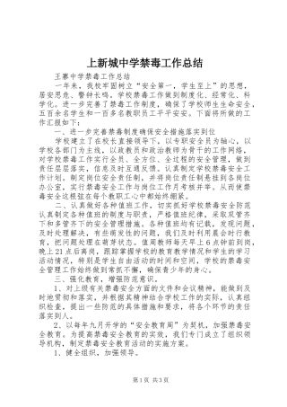 上新城中学禁毒工作总结 