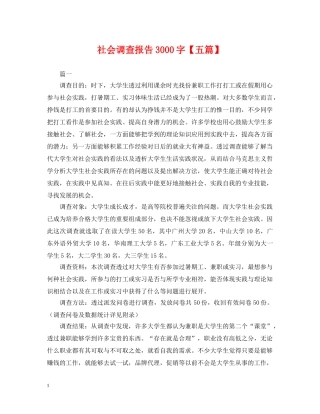 社会调查报告3000字【五篇】 