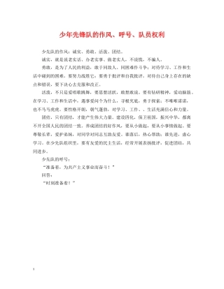 少年先锋队的作风、呼号、队员权利 