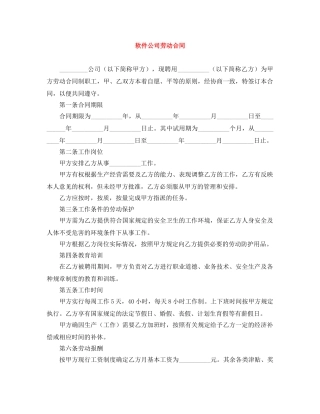 软件公司劳动合同 