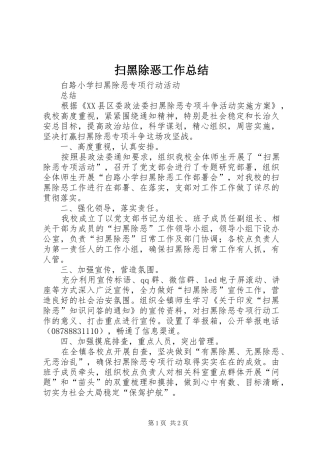 扫黑除恶工作总结 