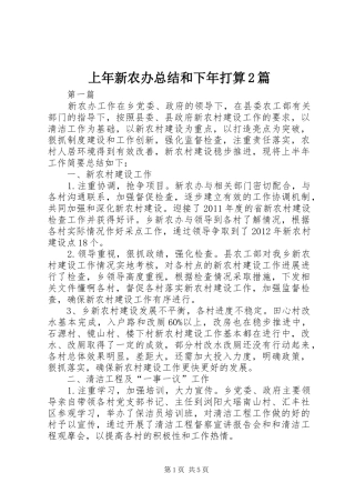 上年新农办总结和下年打算2篇