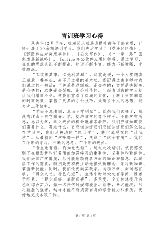青训班学习体会