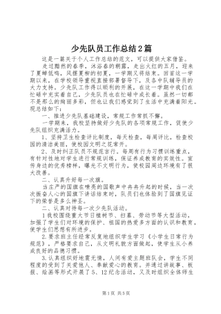 少先队员工作总结2篇