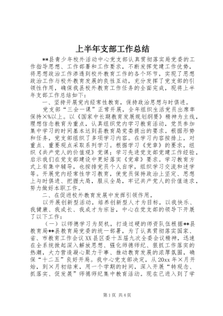 上半年支部工作总结 