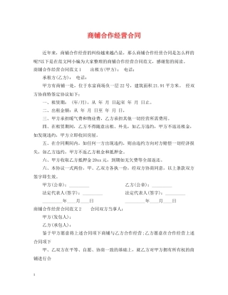 商铺合作经营合同2 