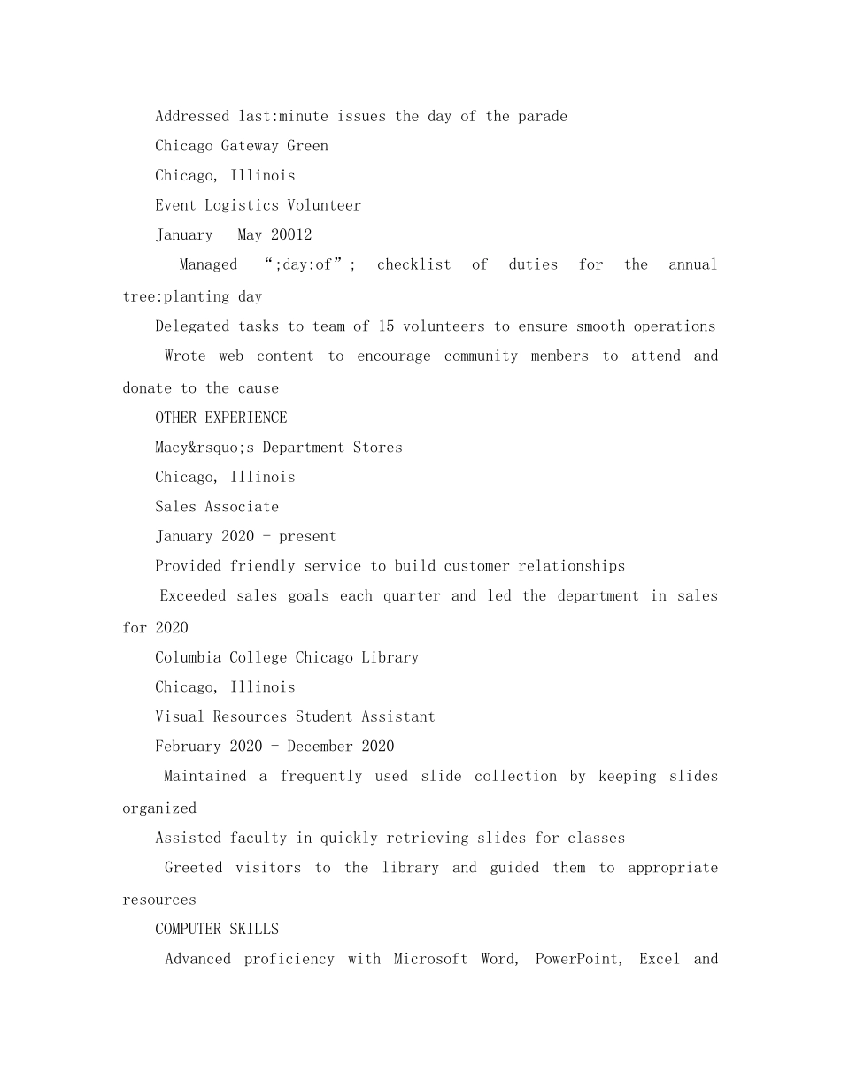 媒介营销策划英文简历模板 _第2页