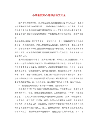 小学新教师心得体会范文大全 