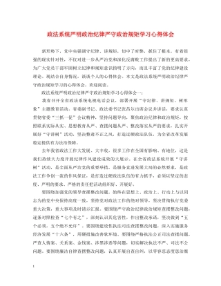 政法系统严明政治纪律严守政治规矩学习心得体会 
