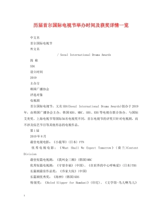 历届首尔国际电视节举办时间及获奖详情一览 