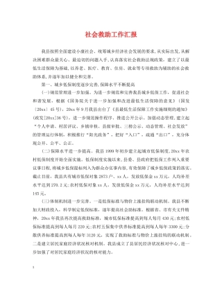 社会救助工作汇报 