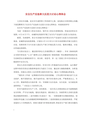 安全生产反违章大反思大讨论心得体会 