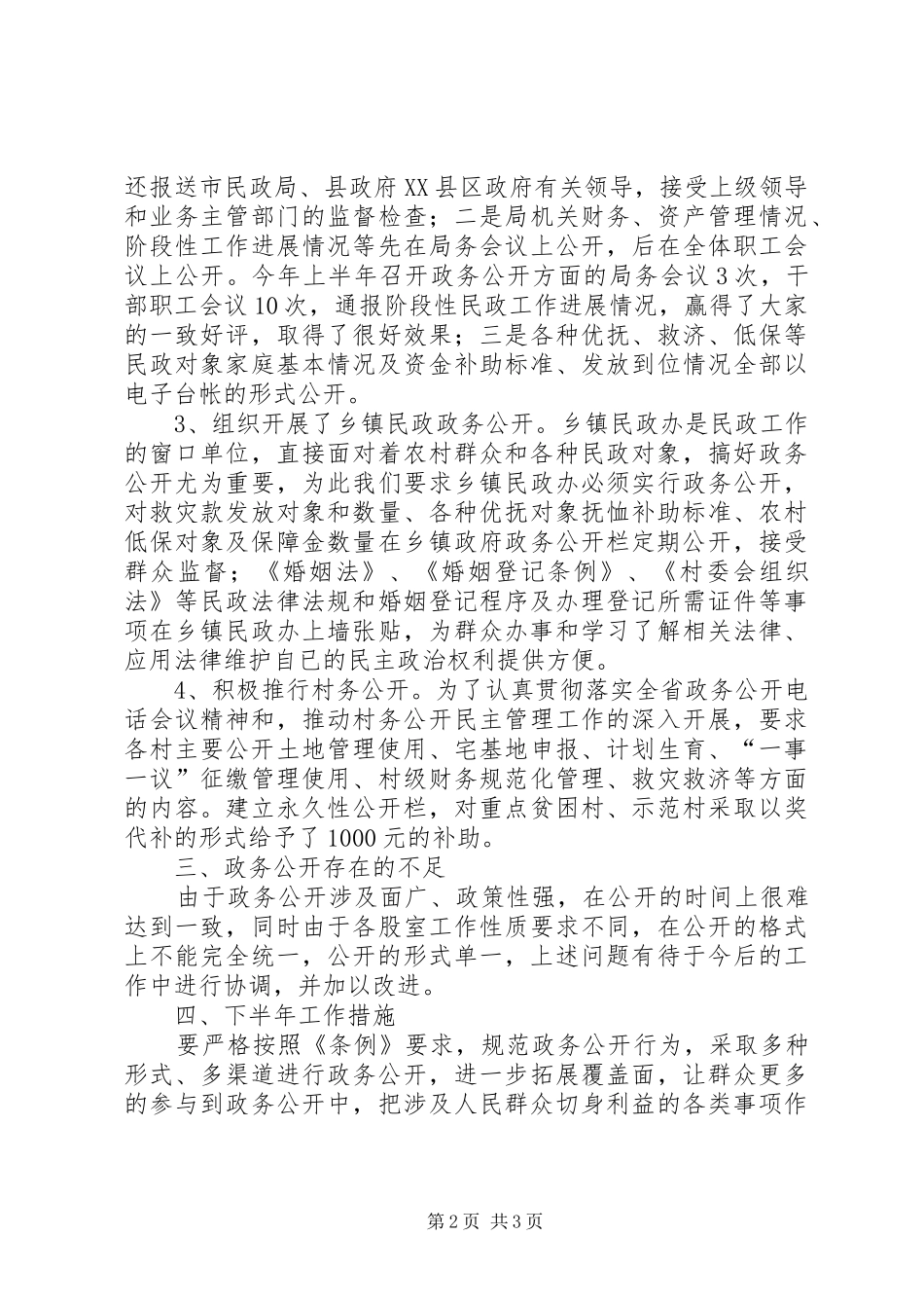 上半年民政局政务公开工作总结 _第2页