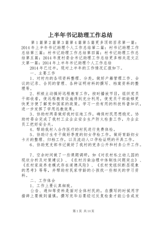上半年书记助理工作总结 