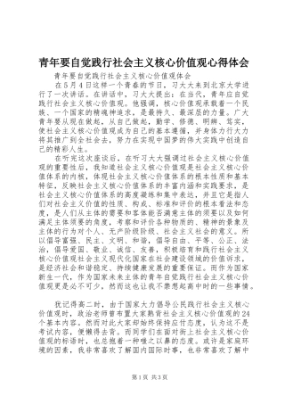 青年要自觉践行社会主义核心价值观体会心得