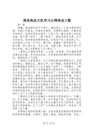 商务执法大队学习体会心得3篇