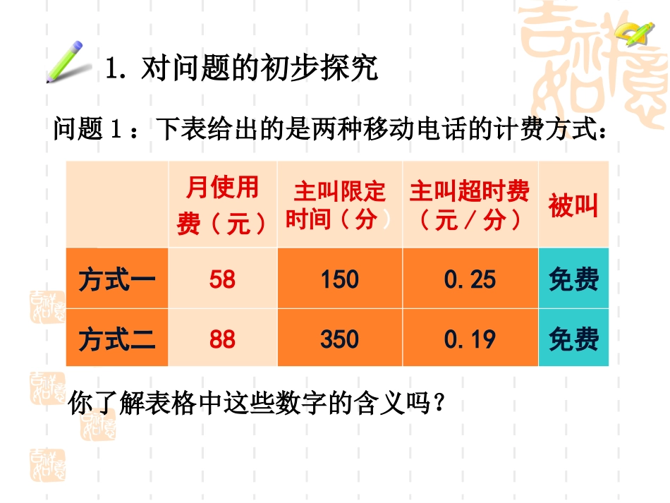 实际问题与一元一次方程-电话计费问题._第3页