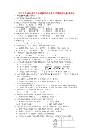 上海市复旦附中康桥学校中考化学易错题冲刺过关卷