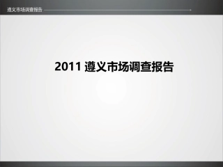 2011最新遵义深度市场调查