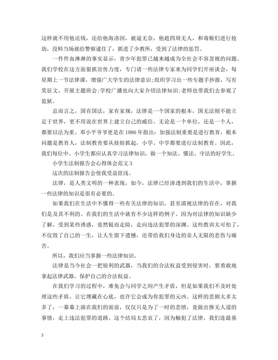 小学生法制报告会心得体会范文3篇 _第3页