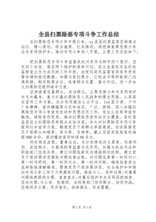 全县扫黑除恶专项斗争工作总结 