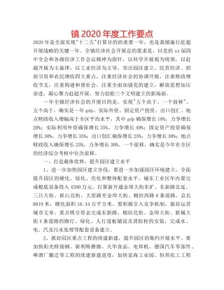 镇2020年度工作要点 