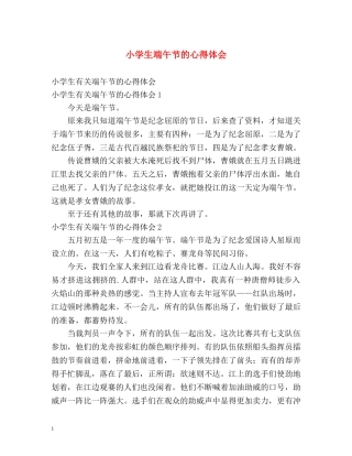 小学生端午节的心得体会 