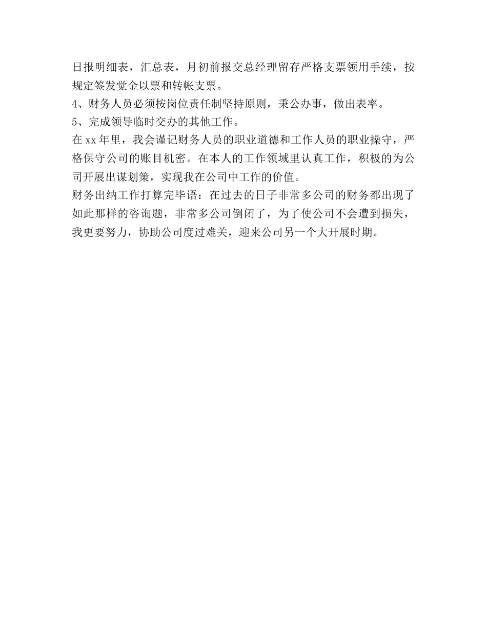 有关财务出纳的工作参考计划 _第3页