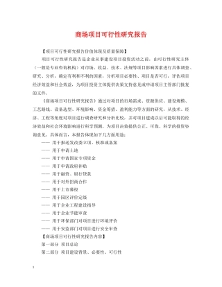 商场项目可行性研究报告 