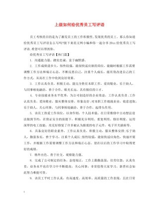 上级如何给优秀员工写评语