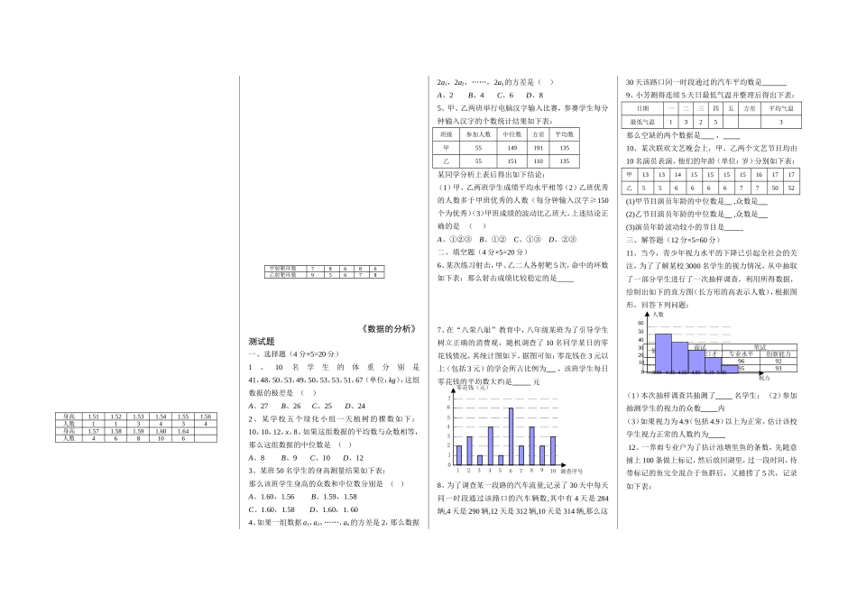 数据的分析测试题_第1页