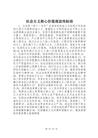 社会主义核心价值观宣传标语