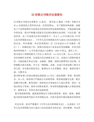 XX有限公司海关自查报告 