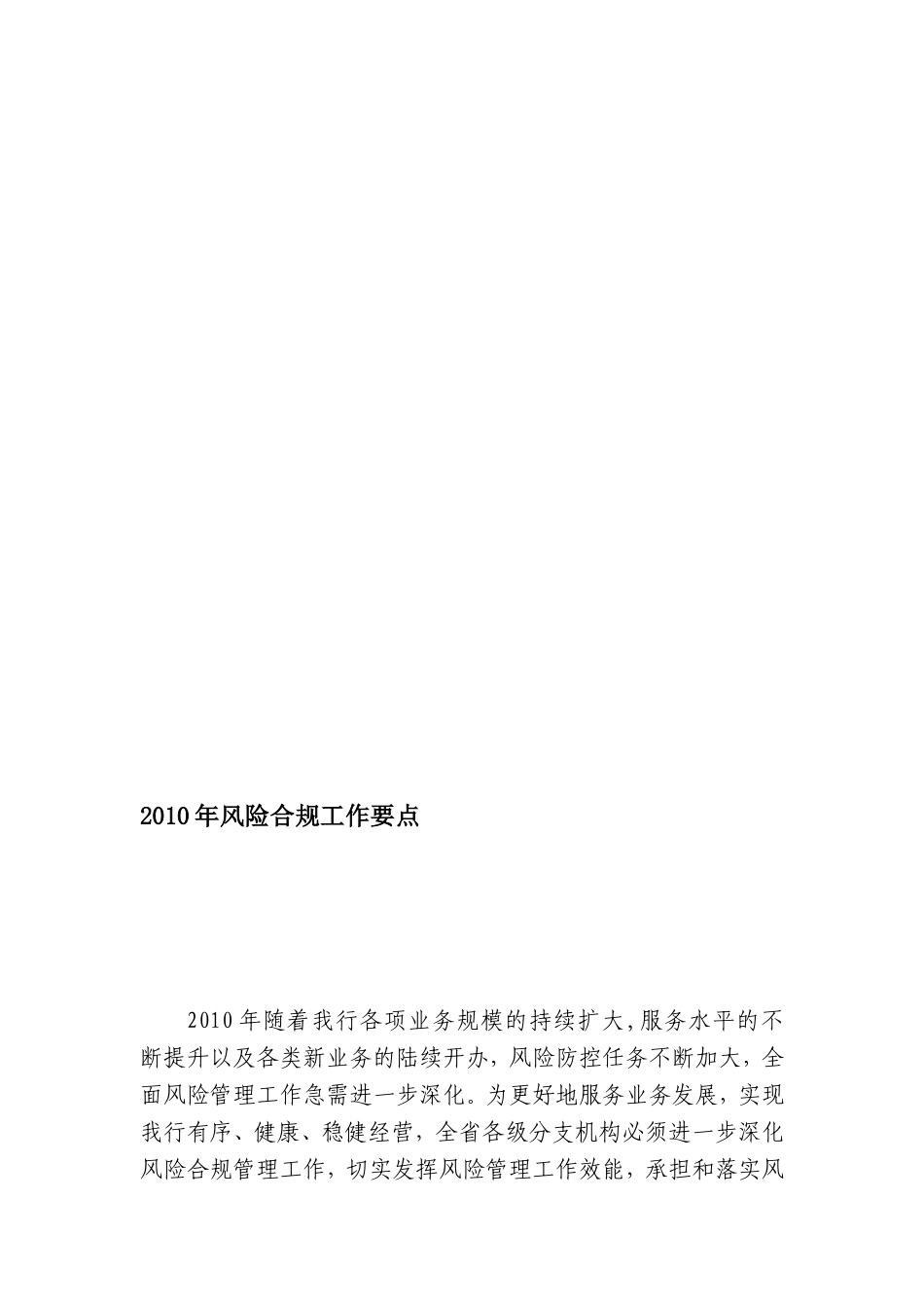 2010年风险合规工作要点_第1页