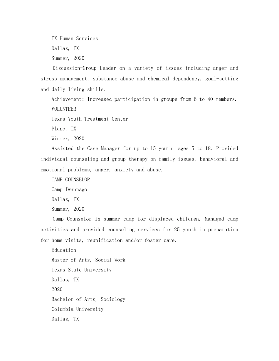 社会学通用英文简历模板 _第2页